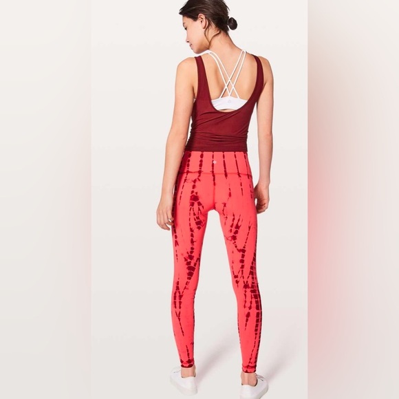Lululemon Wunder Under Vert Shibori Persian Red Tie Dye Pattern Leggings SZ 10 - Picture 3 of 13